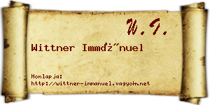 Wittner Immánuel névjegykártya